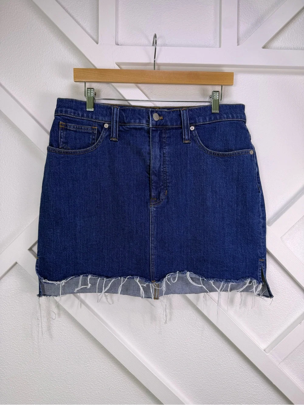 Madewell Stretch Denim Straight Mini Skirt: Step-Hem Edition Size 31